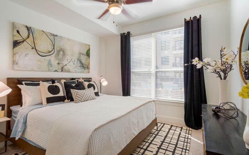 a bedroom with a large bed
